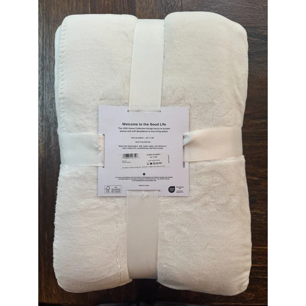 UGG Novah Snow Queen Blanket 92x96 Soft Plush Cozy Throw New Queen White